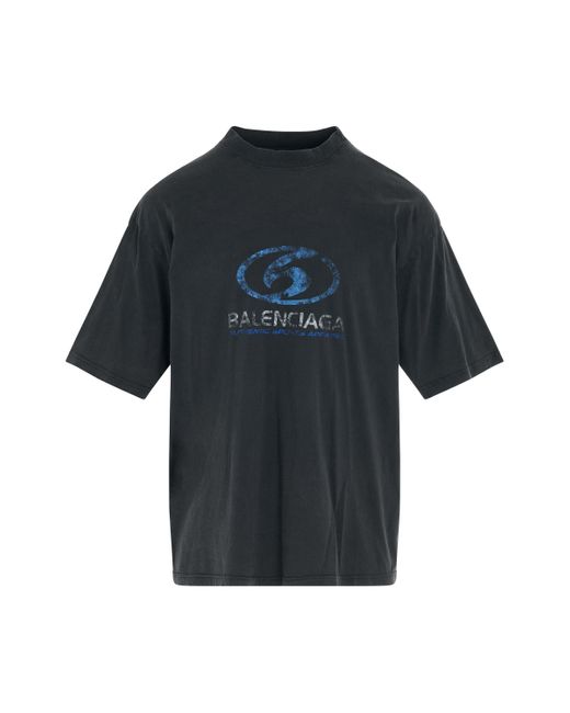 Balenciaga Black 'Surfer Logo T-Shirt, Short Sleeves, Faded/, 100% Cotton, Size: Small for men