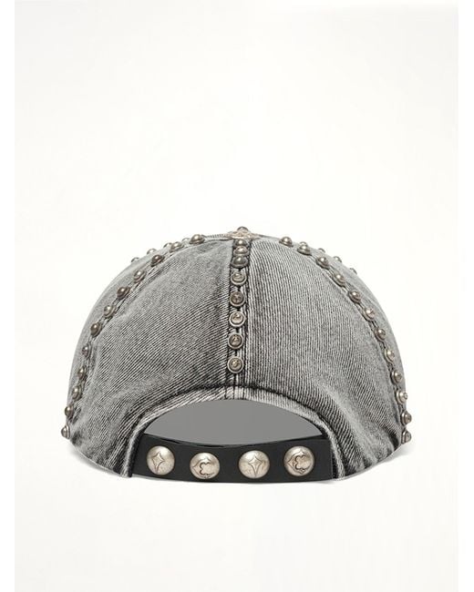 THUG CLUB Gray Studded Denim Cap for men