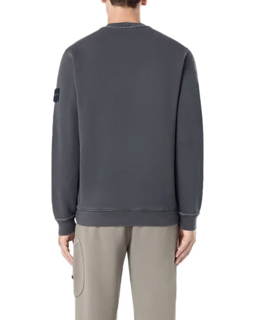 Stone Island Gray Diagonal Fleece Sweatshirt, Long Sleeves, 100% Cotton for men