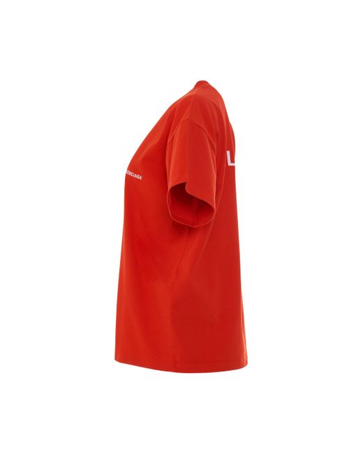 Balenciaga Red 'Logo Regular Fit T-Shirt, Round Neck, Short Sleeves, Bright, 100% Cotton, Size: Small