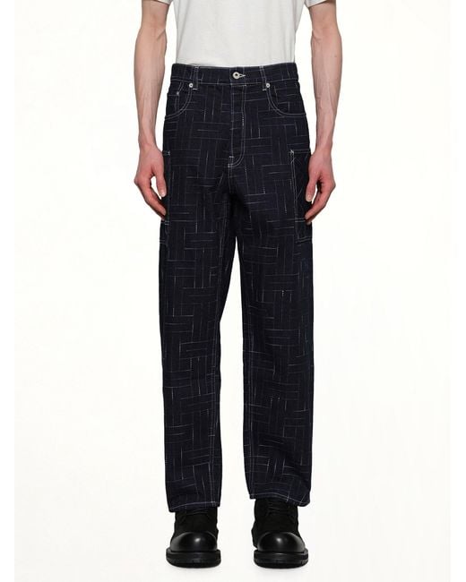 KENZO Blue Weave Cargo Monkey Fit Jeans for men