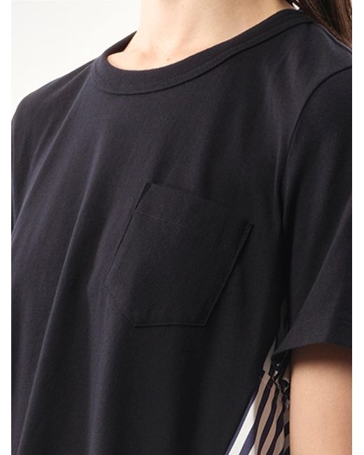 Sacai Black X Cotton Poplin X Cotton Jersey T-Shirt, Short Sleeves, 100% Cotton