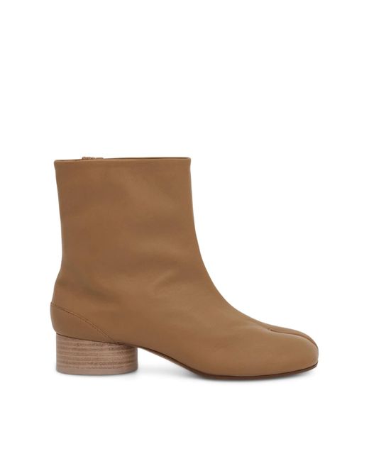 Maison Margiela Brown Tabi Ankle Boots 3Cm Heel, 100% Leather
