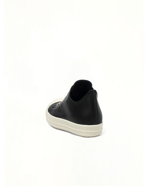 Rick Owens Black Low Sneaks Sneakers, 100% Calf Leather for men