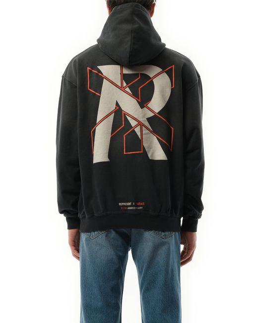 Represent Black Collaborative Cotton Logo Hoodie for men