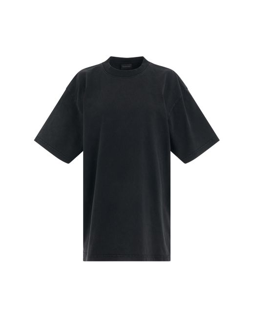 Balenciaga Black Back Logo Rhinestones Oversized T-Shirt, Short Sleeves, /, 100% Cotton