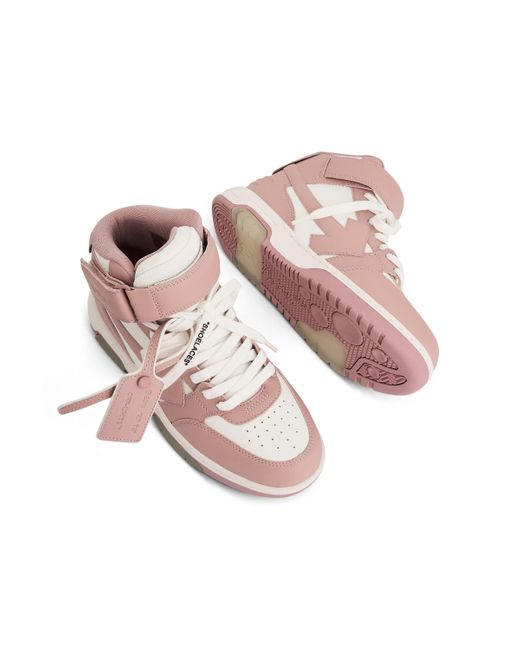 Off-White c/o Virgil Abloh Pink Off- Out Of Office Mid Top Leather Sneakers, /, 100% Rubber