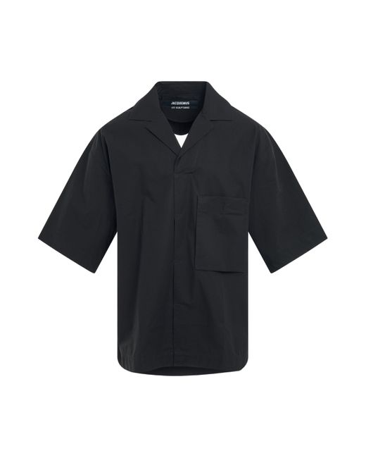 Jacquemus Black Quarter Sleeve Polo Shirt, Dark, 100% Cotton for men
