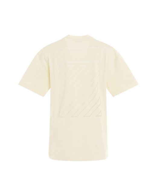Off-White c/o Virgil Abloh Natural Off- 'Embroidered Diagonal Tab Casual T-Shirt, Short Sleeves, , 100% Cotton, Size: Small