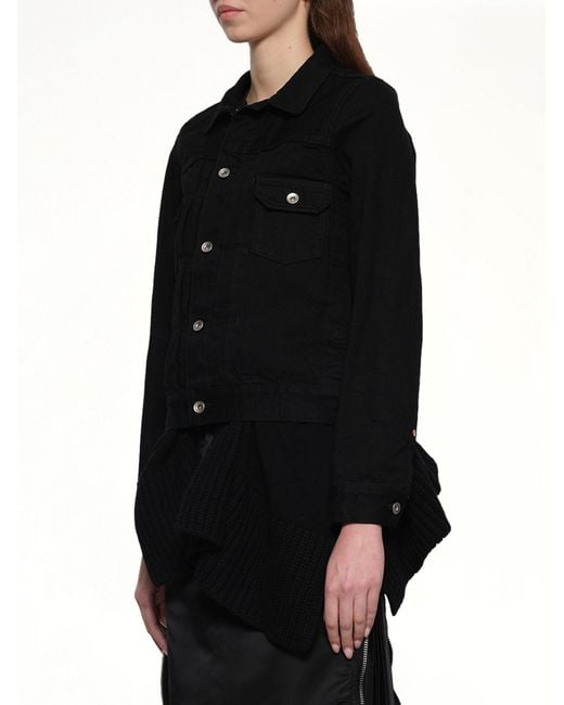 Sacai Black Denim X Wool Knit Jacket