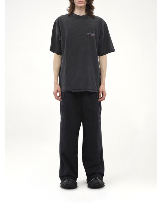 Balenciaga Black Political Inside-Out Large T-Shirt, 100% Cotton, Size: Small for men