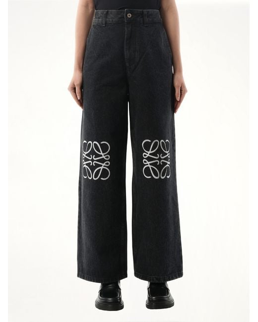 Loewe Black Anagram Baggy Cotton Jeans