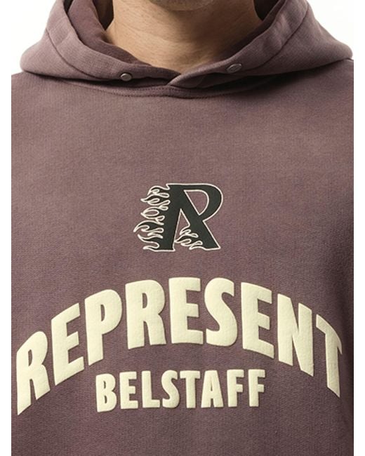 Represent Gray X Belstaff Flame Phoenix Hoodie, Long Sleeves, 100% Cotton, Size: Small for men