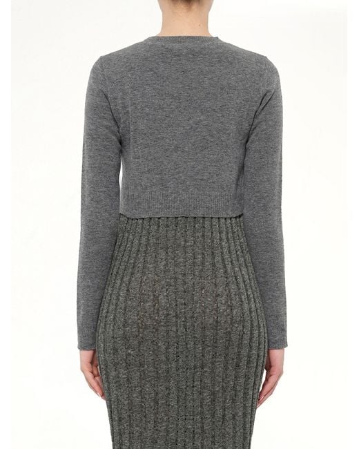 JWA Gray Tompe Pleat Knit Dress