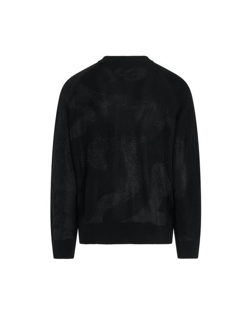 Y-3 Black Knitted Sweater, Round Neck, Long Sleeves, , 100% Polyamide, Size: Medium for men