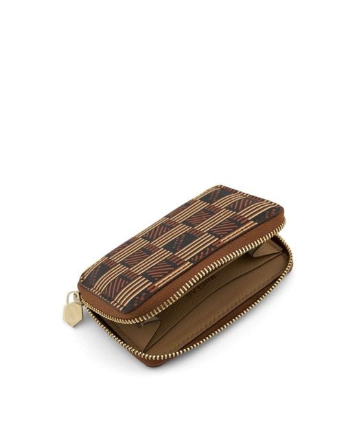 Moreau Brown Mini Zip Wallet, 100% Calfskin