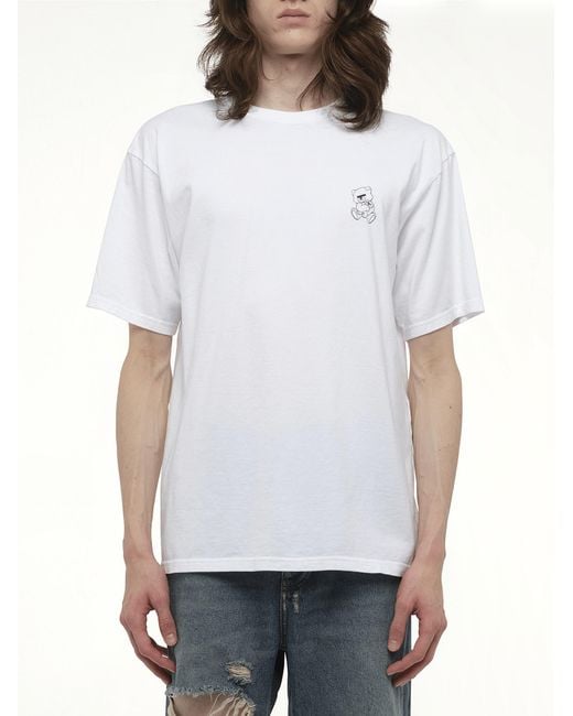 Undercover White Small Teddy Bear Printed T-Shirt for men