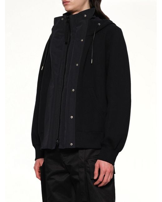 Sacai Black Sponge Sweat X Grosgrain Hoodie for men