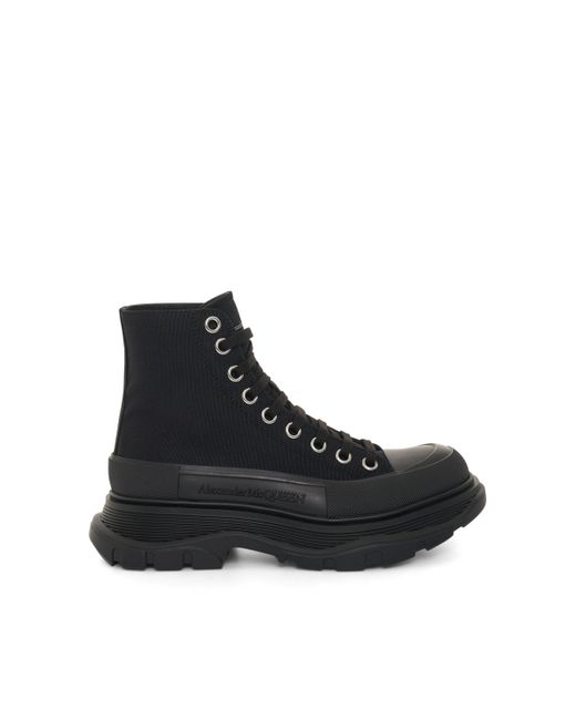 Alexander McQueen Black Tread Slick Canvas Lace-Up Boots Sneakers, , 100% Fabric Canvas