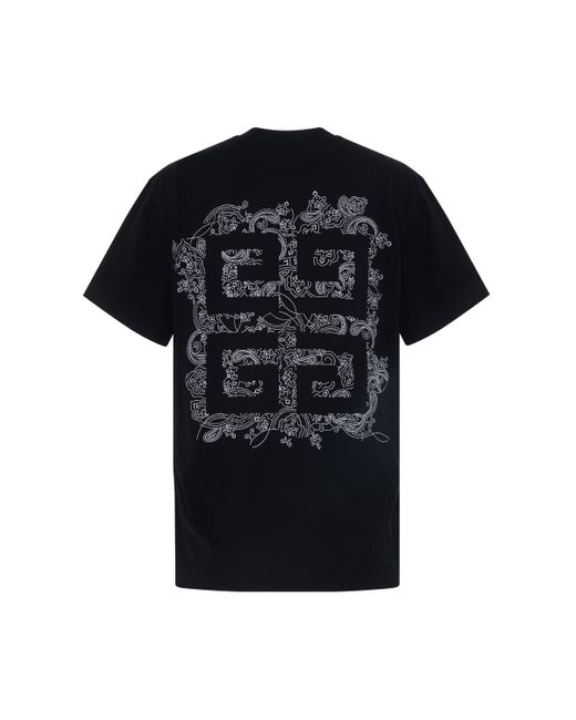 Givenchy Black '4G Embroidered Logo Classic Fit T-Shirt, Round Neck, Short Sleeves, , 100% Cotton, Size: Small