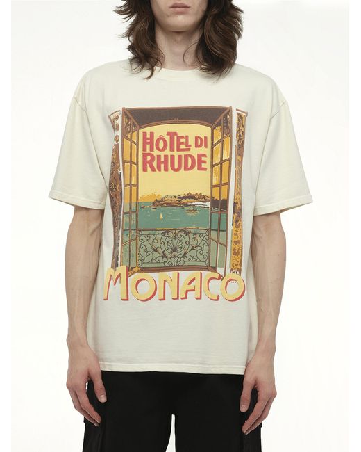 Rhude Natural Hotel Di Monaco T-Shirt for men