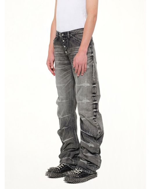 THUG CLUB Gray Tc Laser Washed Parkour Denim Pants for men