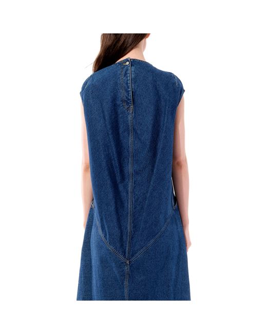 balenciaga denim dress BALENCIAGA Patched Denim Midi Dress