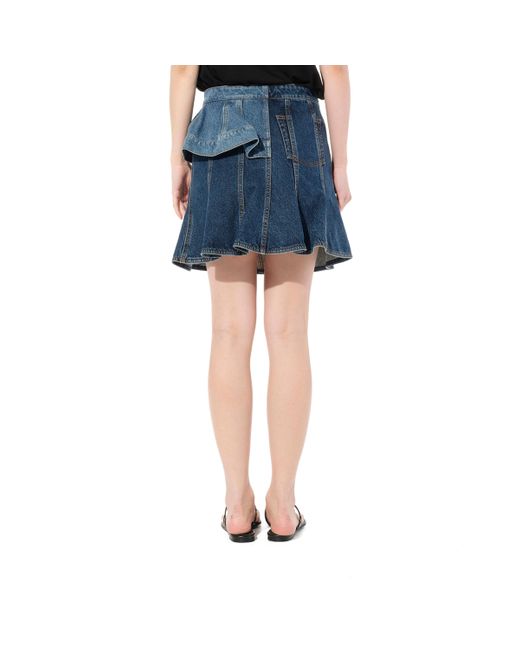 Alexander McQueen Blue Denim Dark Skirt