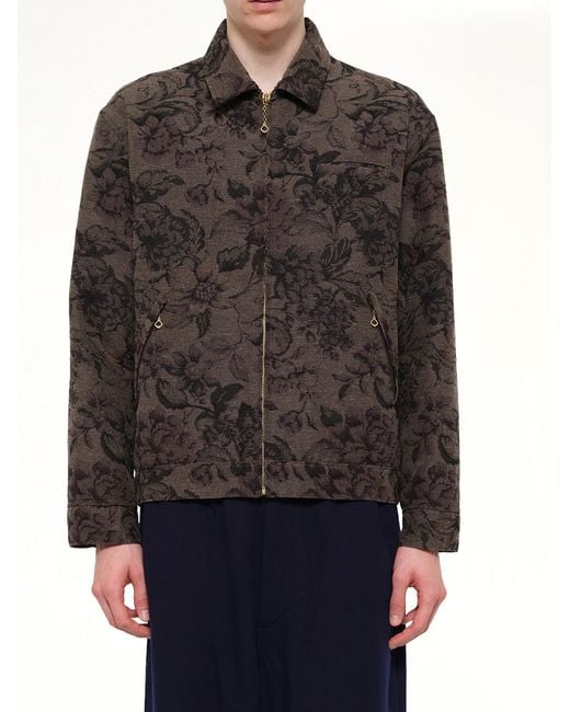 Undercover Black Flower Zip Up Jacket for men