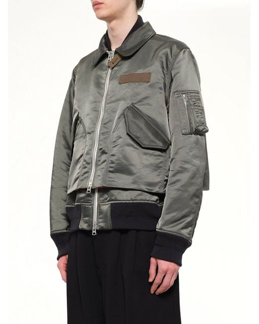 Sacai Gray Cotton Nylon Twill Blouson for men