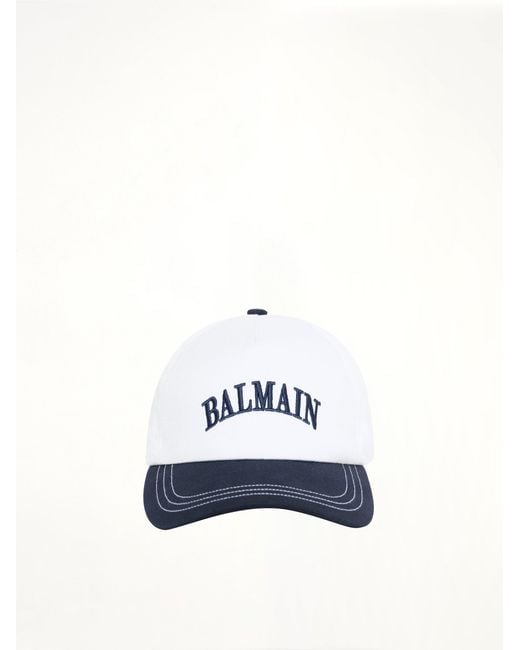 Balmain Blue Emb Bicolor Cotton Cap for men