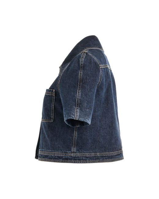 Loewe Blue Reproportioned Denim Jacket, Short Sleeves, , 100% Cotton