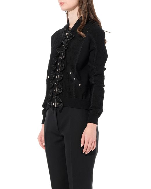 Alexander McQueen Black 'Flower Jacquard Bomber Jacket, , Size: Small