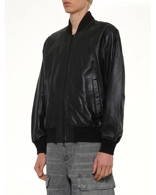DIESEL Black L-Type Leather Jacket for men