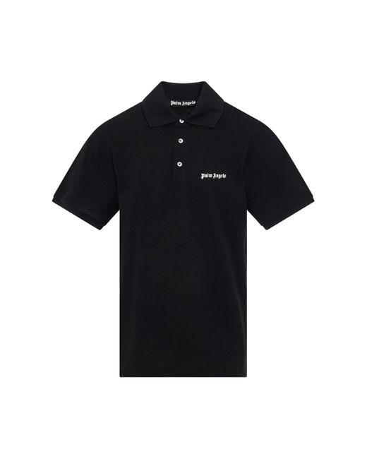 Palm Angels Black Embroidered Logo Polo Shirt, Short Sleeves, /, 100% Cotton, Size: Medium for men
