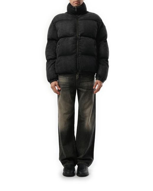 DIESEL Black W-Mons Down Jacket, 100% Cotton for men
