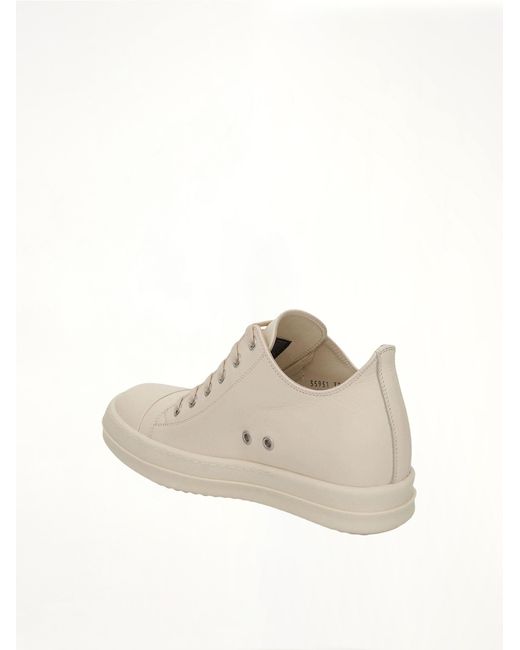 Rick Owens Natural Strobe Leather Sneakers, 100% Leather