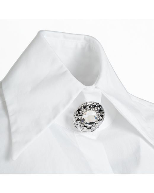 Balmain White Cotton Popeline Shirt, Long Sleeves, , 100% Cotton