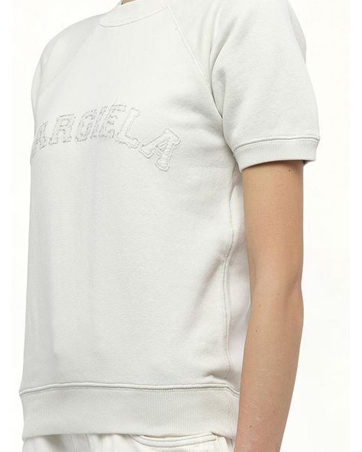 Maison Margiela White Margiela Short Sleeve Sweatshirt, 100% Cotton