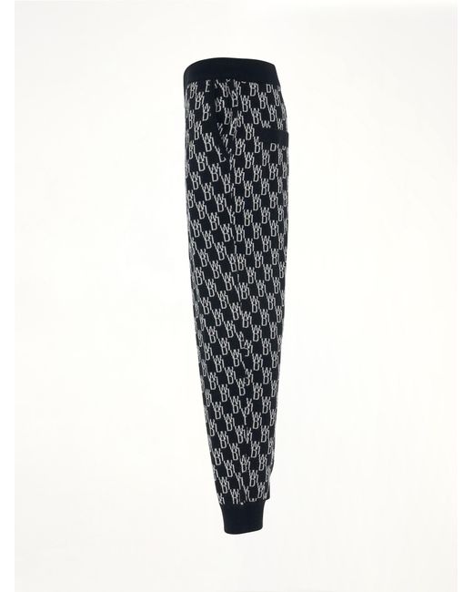 we11done Black Monogram Knit Jacquard Trouser