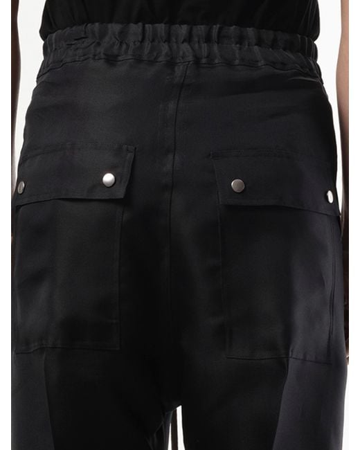 Rick Owens Black Silk Wide Bela Pants for men