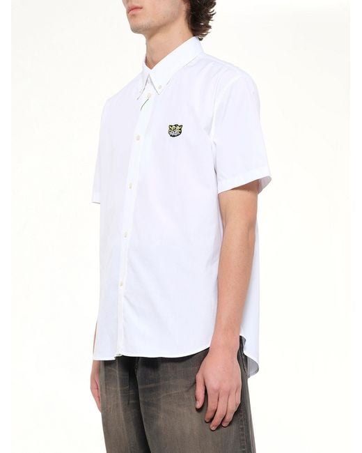KENZO White Wild Tiger Crest Short Sleeve Shirt for men