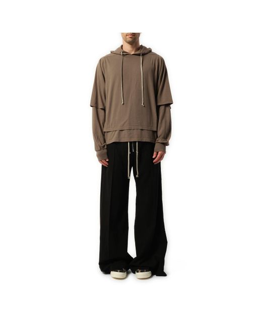 Rick Owens Brown Hustler Hoodie, Long Sleeves, , 100% Cotton, Size: Medium for men