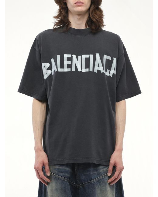 Balenciaga Black Tape Type Medium Fit T-Shirt, Short Sleeves, 100% Cotton for men