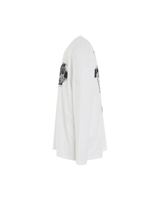Alexander McQueen White Collage Skull Logo Long Sleeve T-Shirt, /, 100% Cotton, Size: Large for men