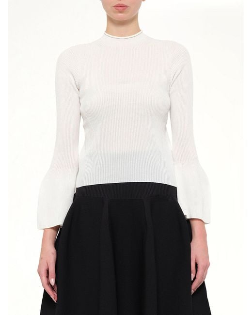 CFCL White Soft Portrait Long Bell Sleeve Top