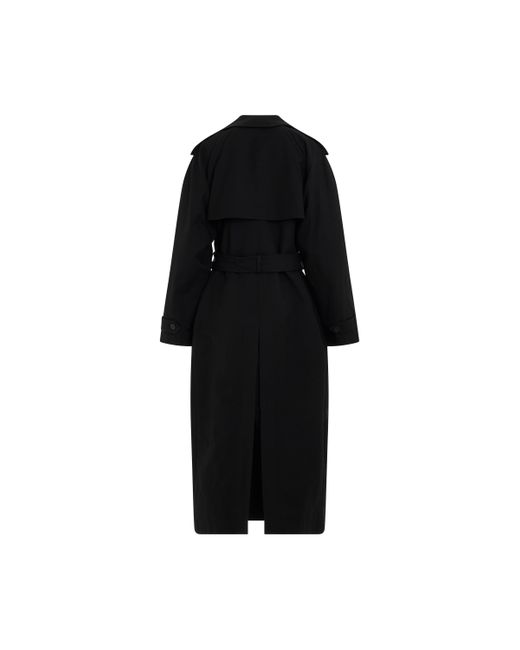 Balenciaga Black Hourglass Trench Coat, Long Sleeves, , 100% Cupro