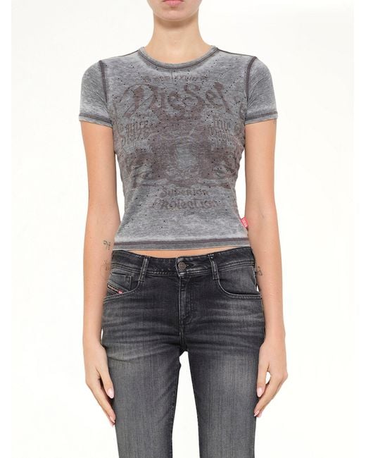 DIESEL Gray T-Uncuties-Long-Aa3 T-Shirt
