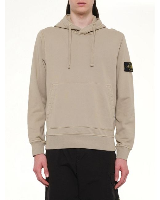 Stone Island Natural 610006 Cotton Fleece Hoodie for men