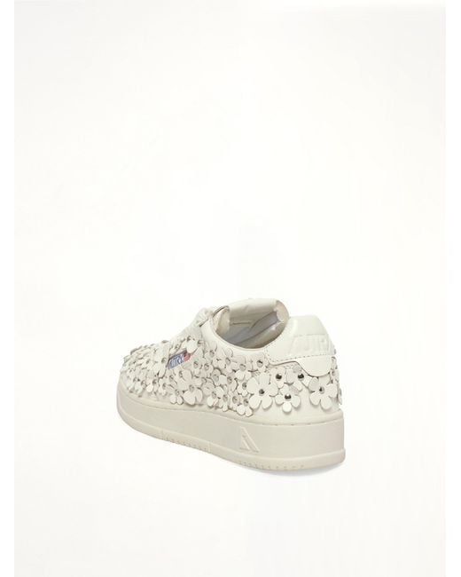 Autry White Medalist Low Patent Flower Sneaker